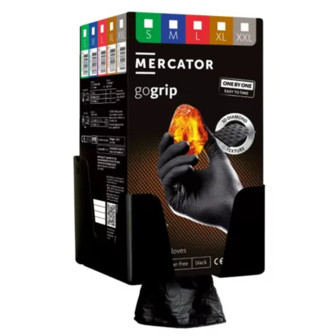 Mercator GoGrip Black One by One púdermentes nitril védőkesztyű 100 db - Image 2