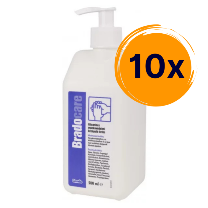 10x Bradocare kézápoló krém pumpás 500 ml glicerines