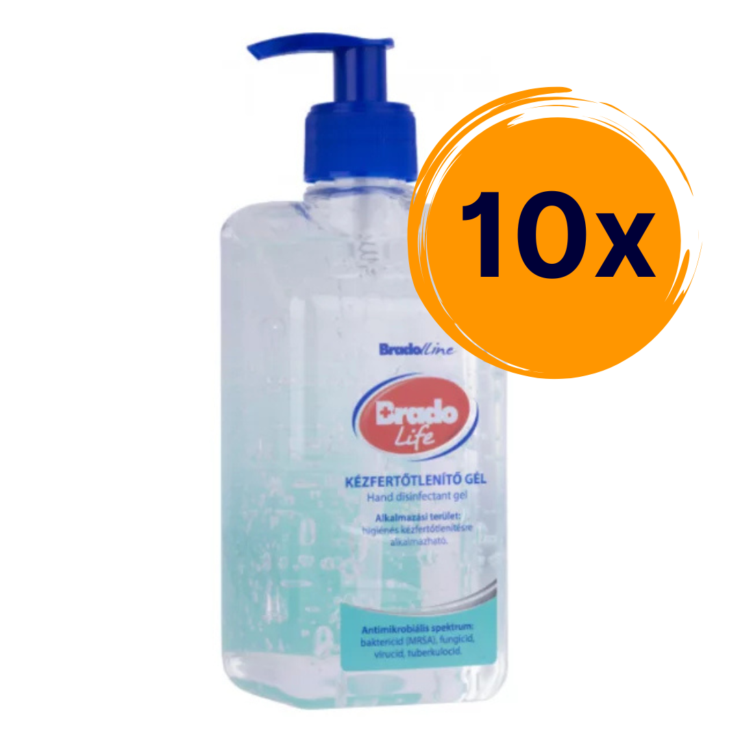 10 db Bradolife kézfertőtlenítő gél 500 ml pumpás